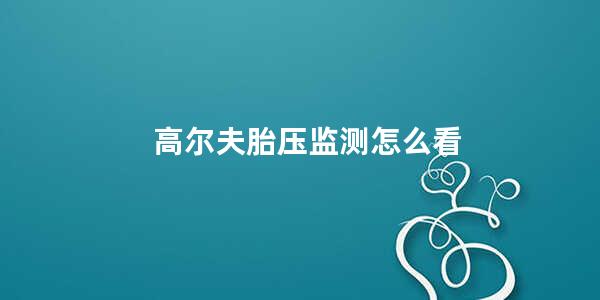 高尔夫胎压监测怎么看