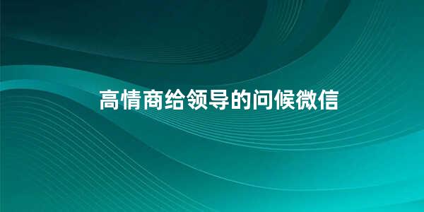 高情商给领导的问候微信