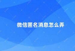 微信匿名消息怎么弄（微信匿名消息的使用方法）