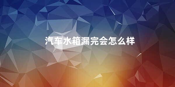 汽车水箱漏完会怎么样