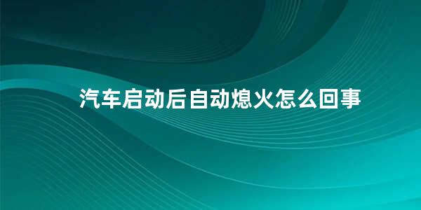 汽车启动后自动熄火怎么回事