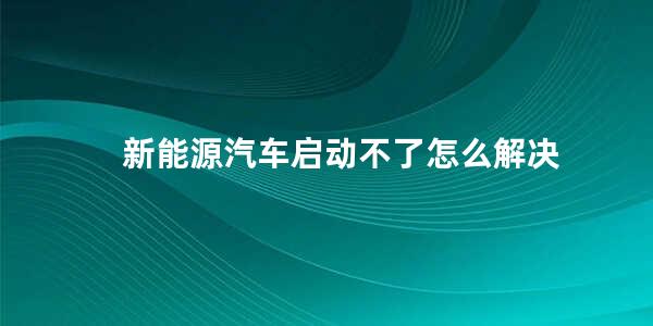 新能源汽车启动不了怎么解决