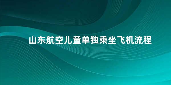 山东航空儿童单独乘坐飞机流程