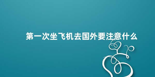 第一次坐飞机去国外要注意什么